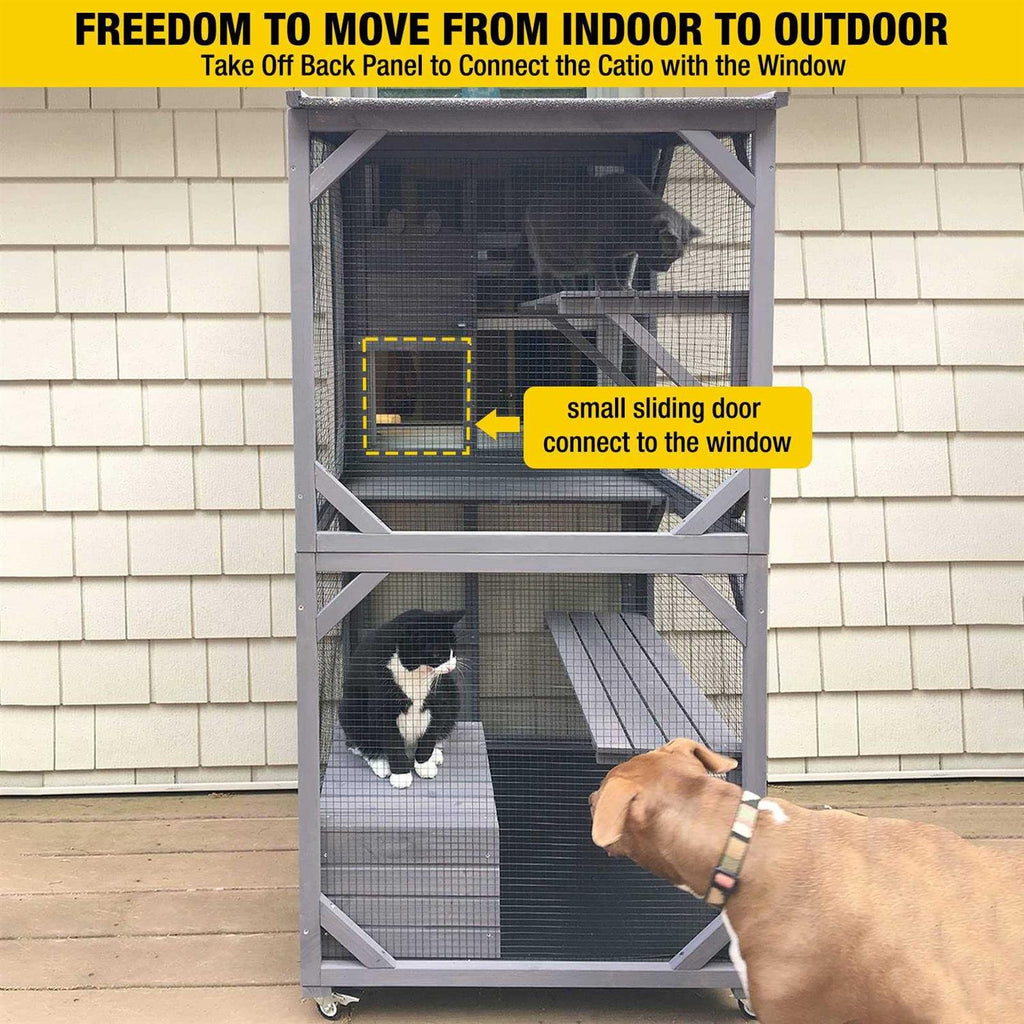 Outdoor Catio Cat Enclosure on Wheels with Resting Box V2472
