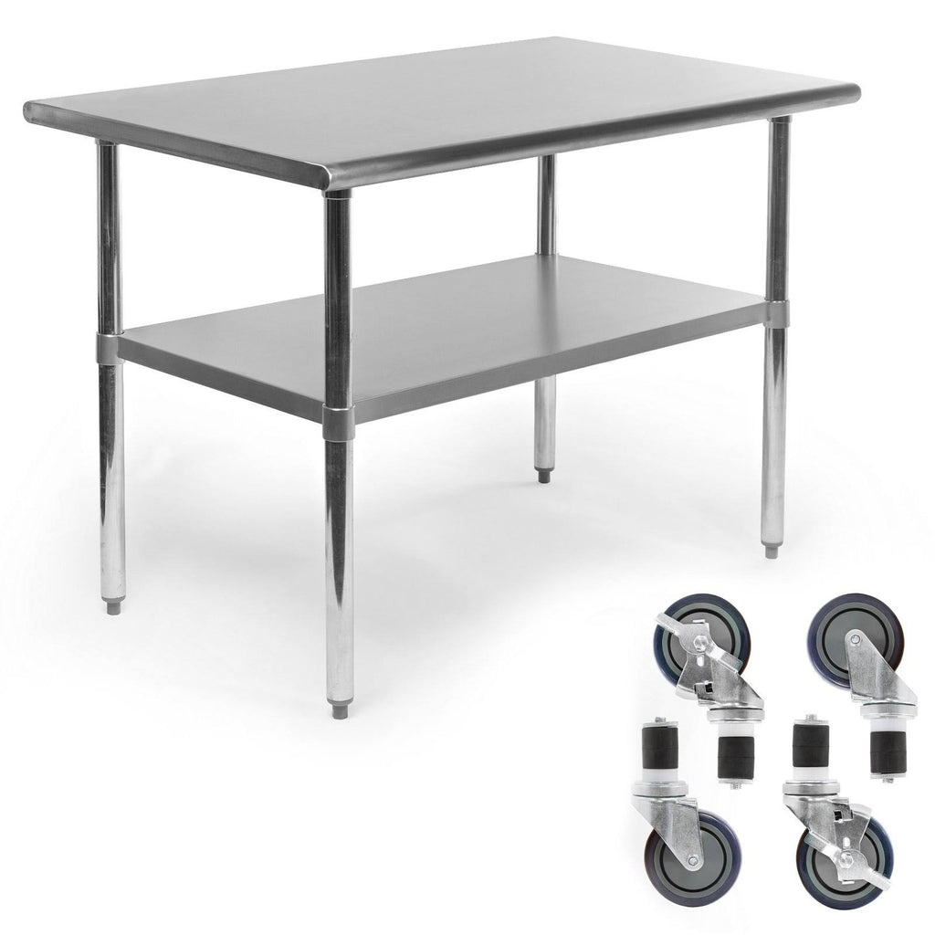 36 in. x 24 in. Stainless Steel Kitchen Prep & Work Table with 4 Casters M6674
