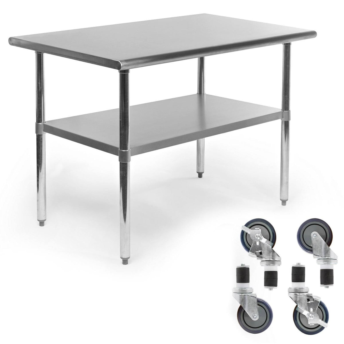 36 in. x 24 in. Stainless Steel Kitchen Prep & Work Table with 4 Casters M6674