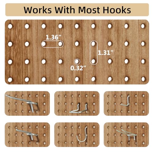 5.6Ft Wood Pegboard 4 Panel Folding Room Divider A8214