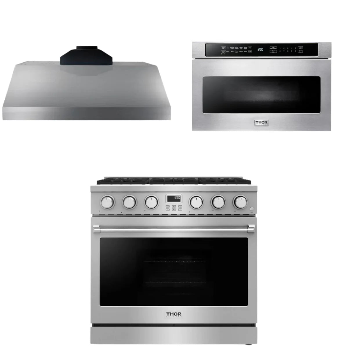 36 Gas Range, Range Hood and Microwave G641697