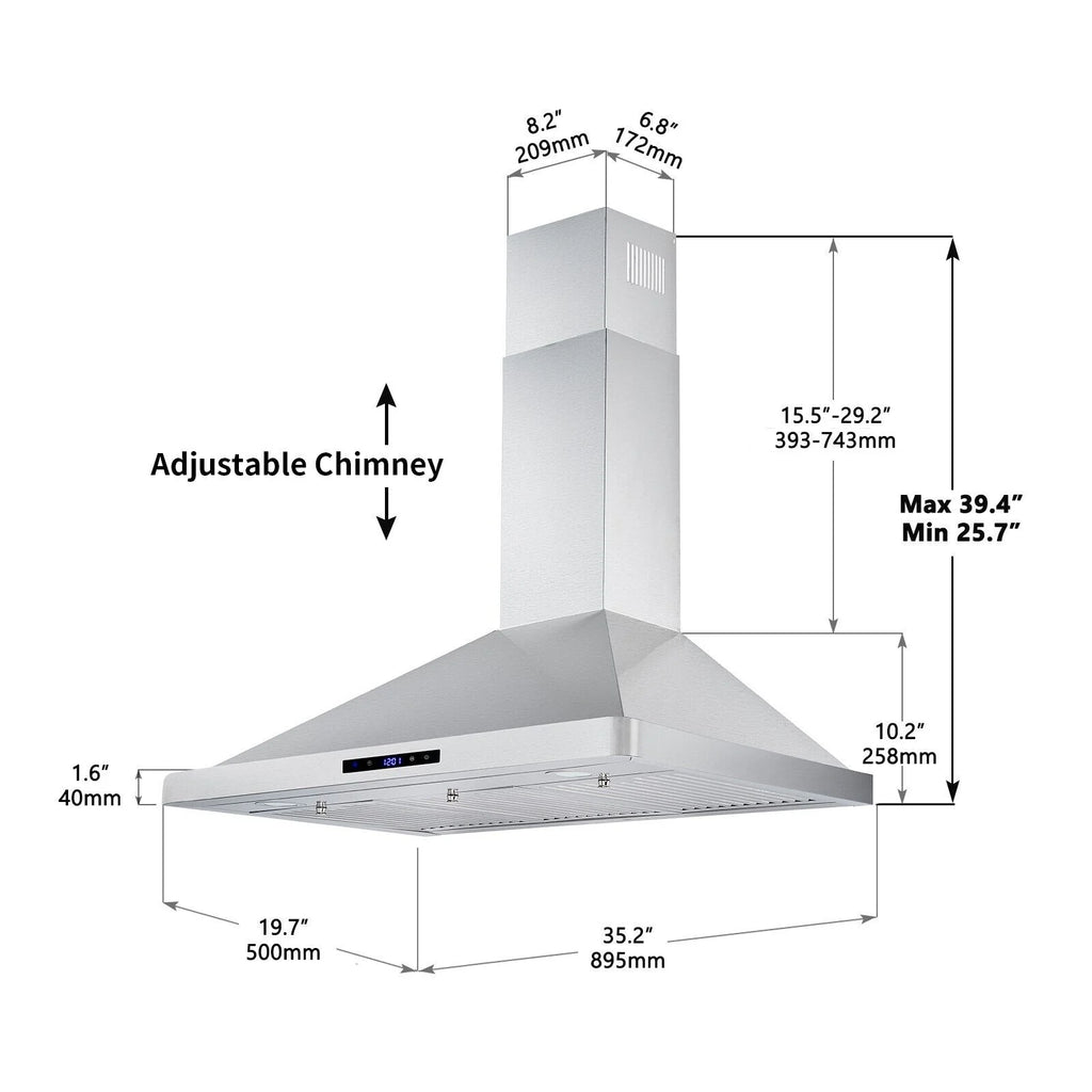 36 inch Stainless Steel Wall Mount Range Hood E24175