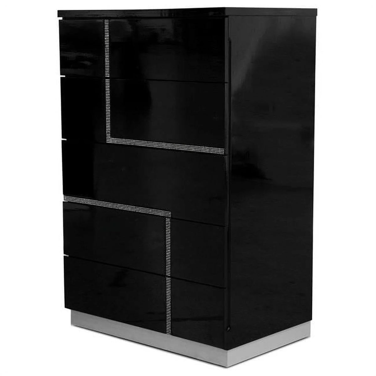Black High Gloss 5-Drawer Poplar Wood Bedroom Chest Z95785