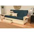 Antique White Full Size Futon Frame with Mattress & Storage Drawers C3617