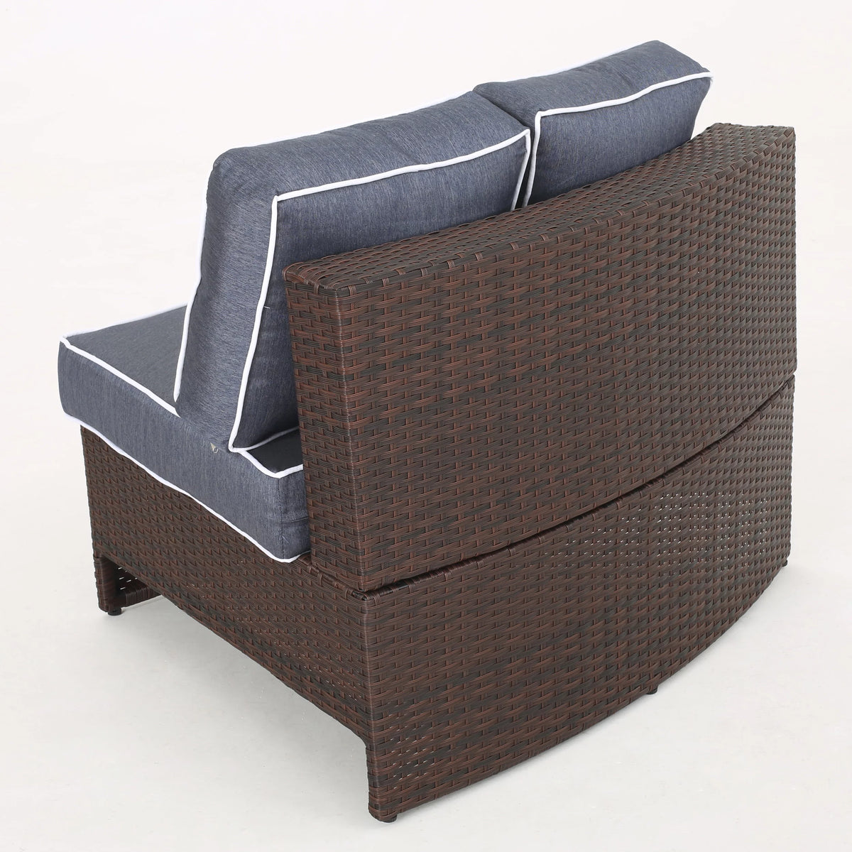 5 Piece Outdoor Wicker Seating Set with Ottoman and Cushions E8125