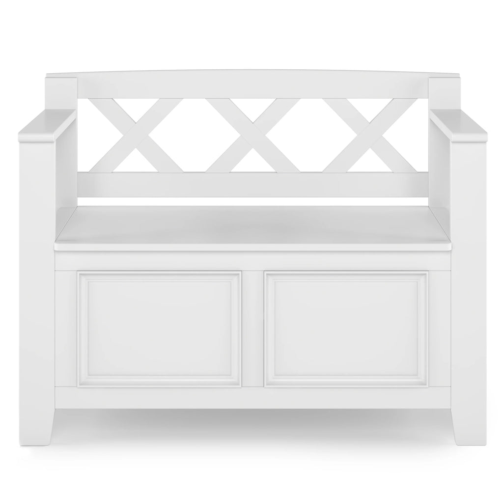 White Solid Wood 36 Inch Storage Bench T150