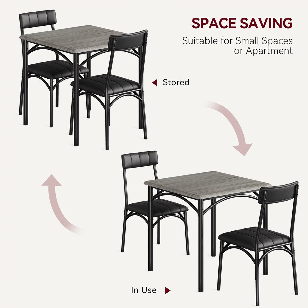 3 Piece Square Dining Table Set with 2 Upholstered Chairs M556