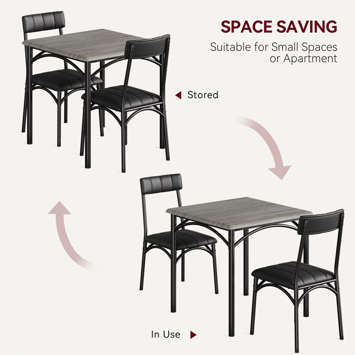3 Piece Square Dining Table Set with 2 Upholstered Chairs M556