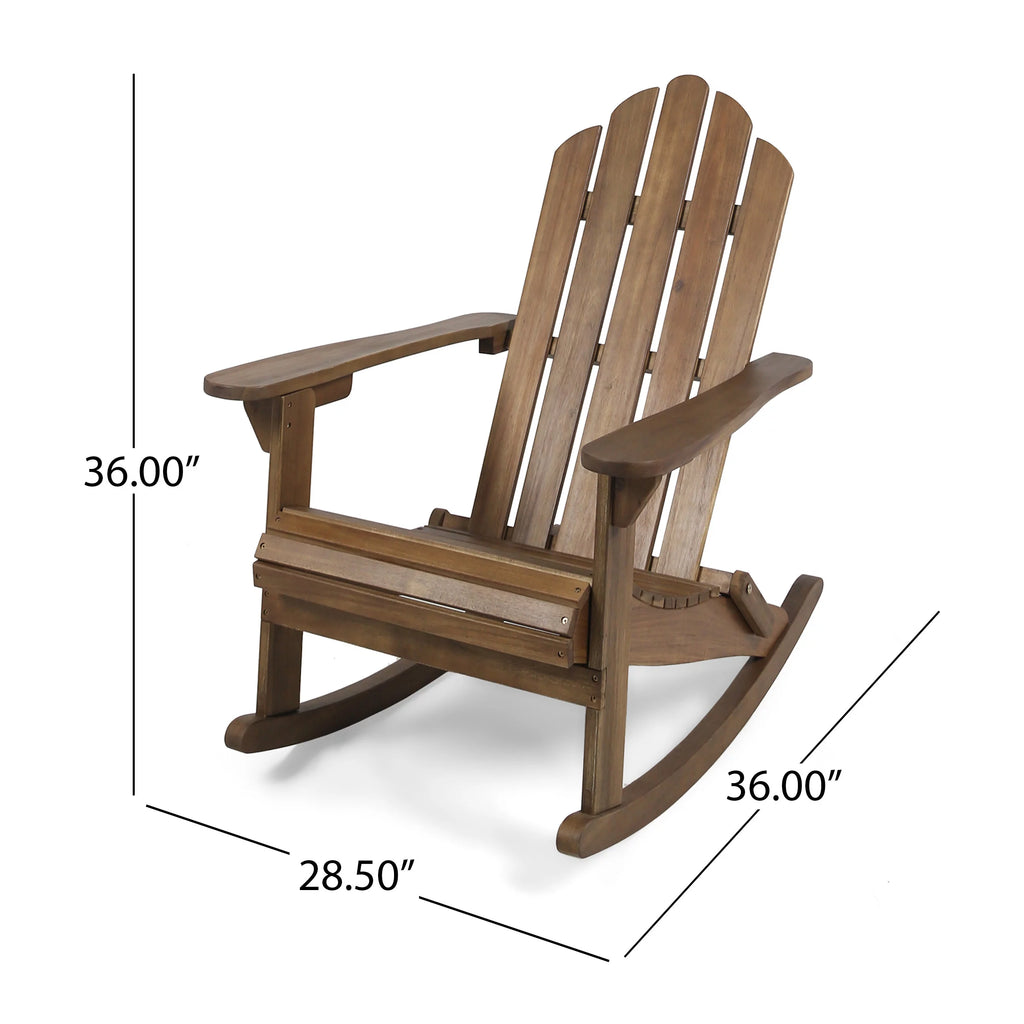 Dark Brown Acacia Wood Adirondack Rocking Chair V9232