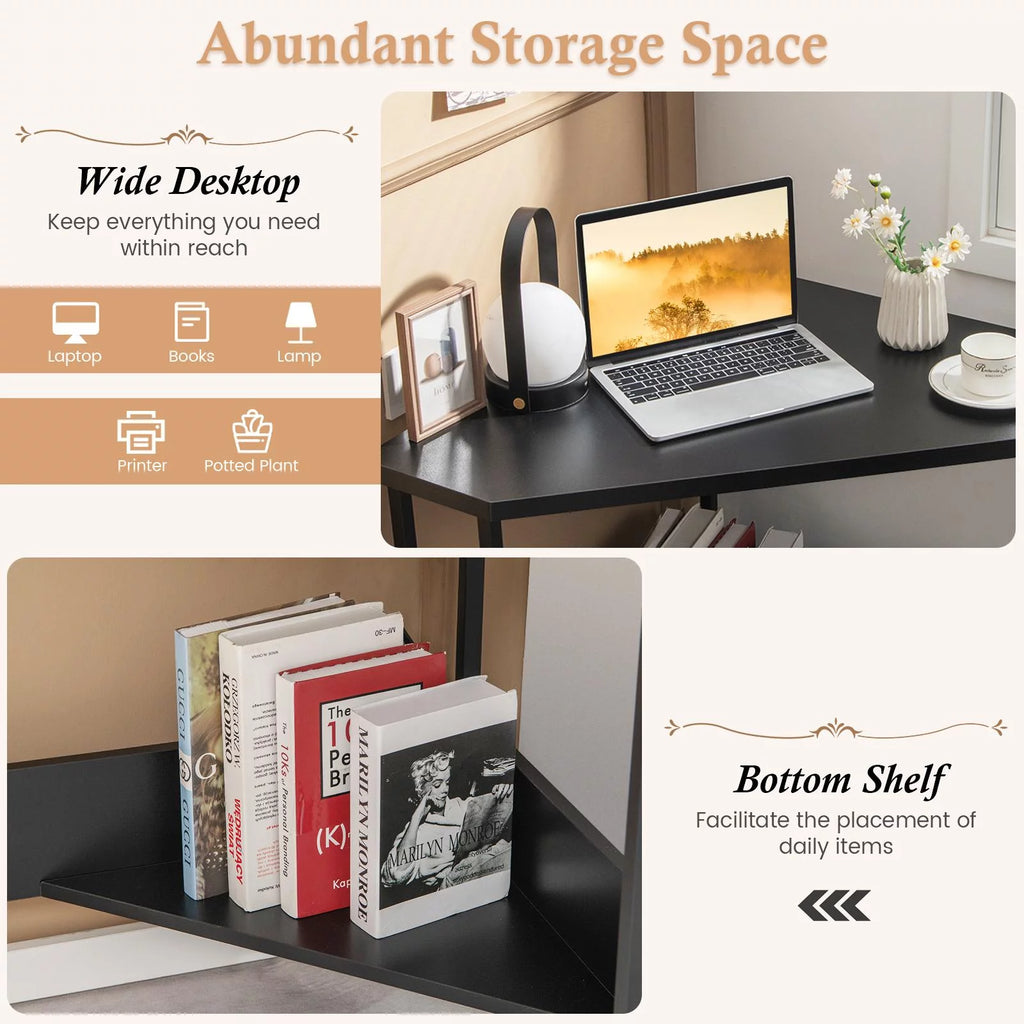 Black Corner Desk with Power Outlet T264
