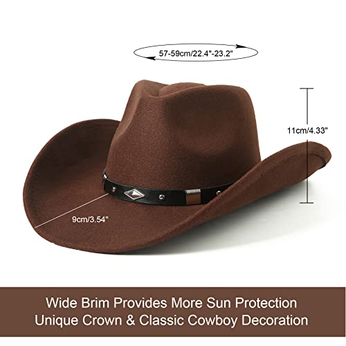 Felt Wide Brim Western Cowboy Hat with Belt Buckle M304