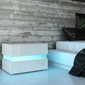 White 2 Drawer High Gloss Nightstand N594956
