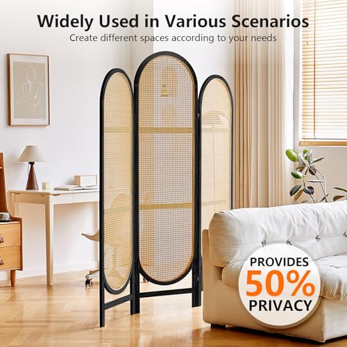 4 Panel Folding Rattan Room Divider A385
