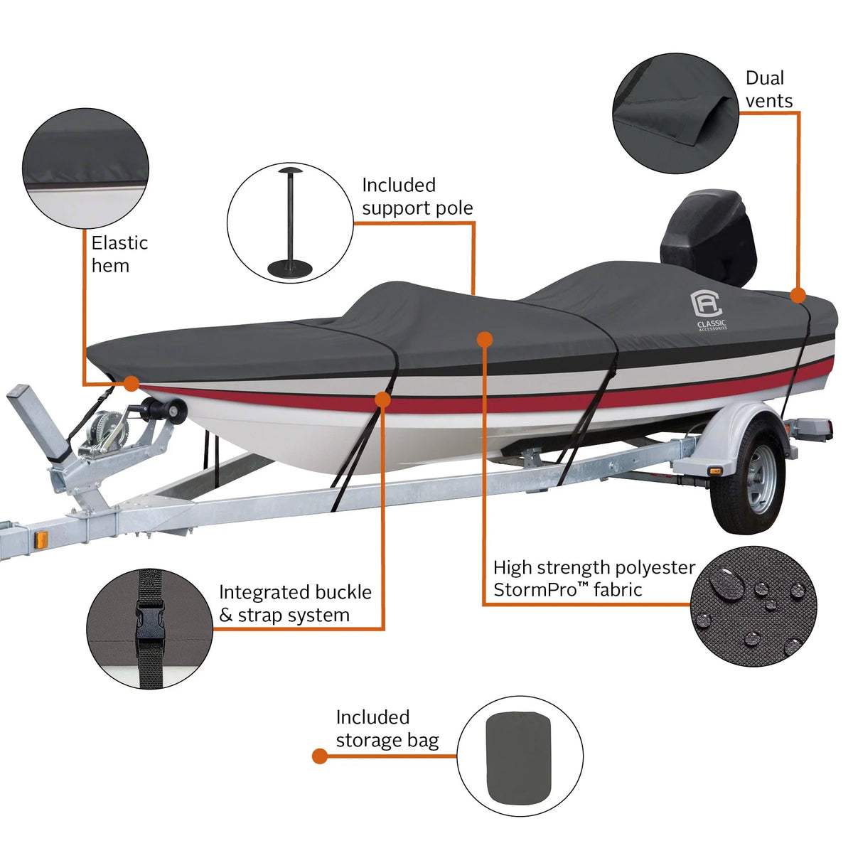 Heavy-Duty Boat Cover 12 Ft. - 14 Ft. Long x 68 In. Wide G494
