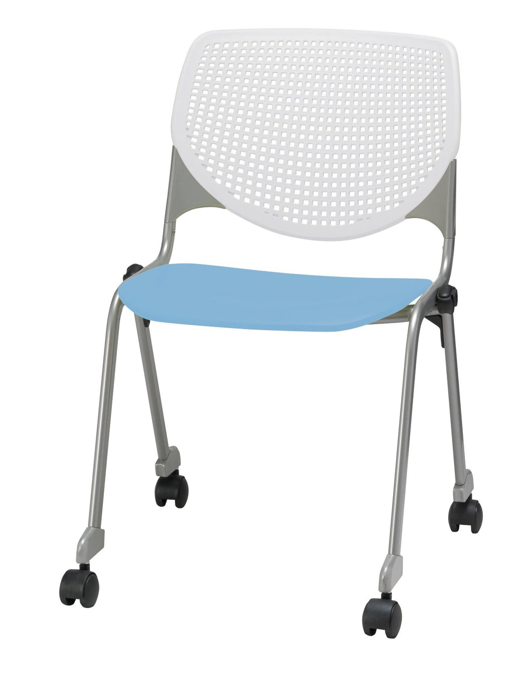 White Stack Chair with Casters M1261
