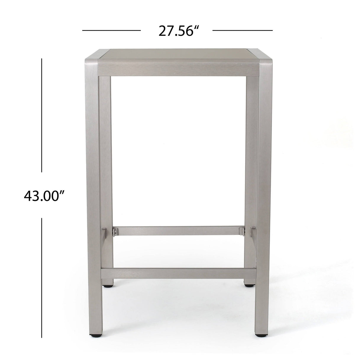 Square Aluminum Bar Table with Glass Top T320735