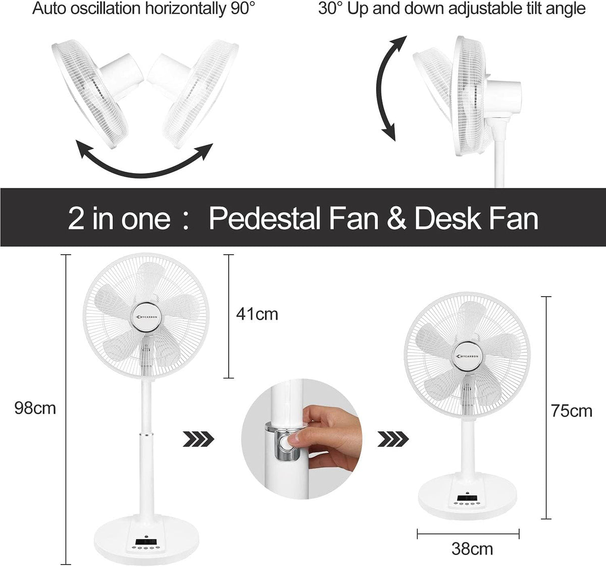 16” Oscillating Pedestal Fan with Remote A1458