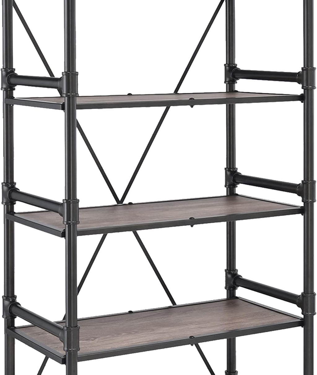 Rustic Oak & Black Bookshelf Y10849