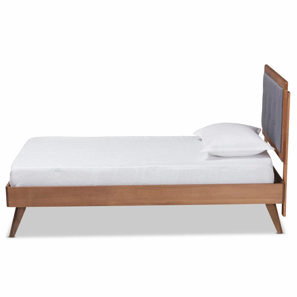 Dark Grey Brown Wood Twin Size Platform Bed S765
