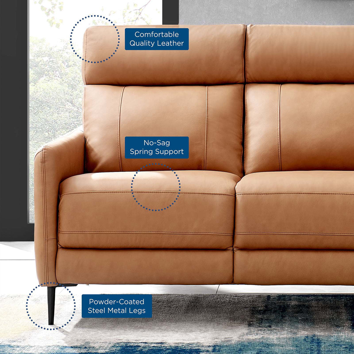 Tan Leather Sofa Y351076