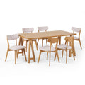 Light Beige Natural Oak Rubberwood Dining Set K7096