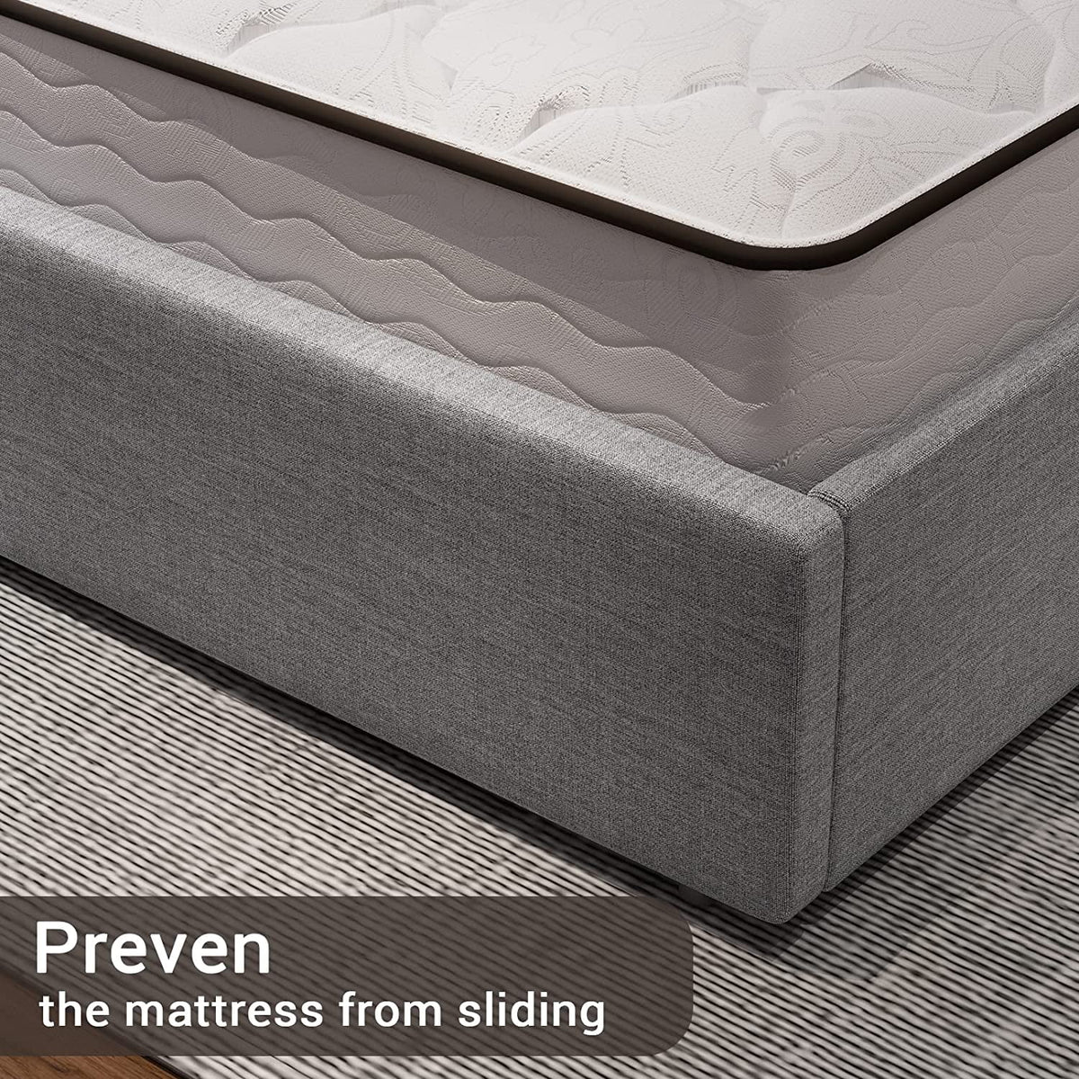 Full Bed Frame with LED Lights Headboard, USB Charging Station and 4 Drawers J956371