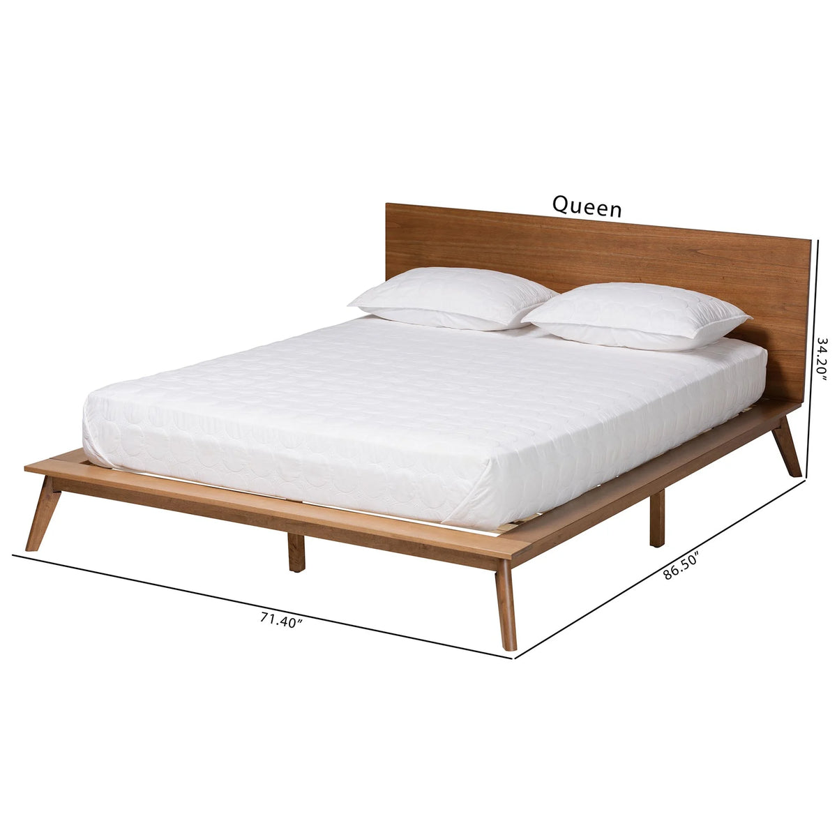 King Size Walnut Brown Wood Platform Bed H7557