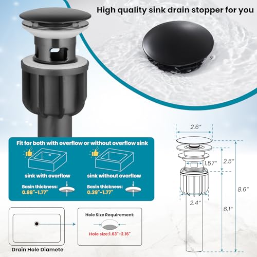 Matte Black Single Handle Vessel Sink Faucet with Pop Up Drain Q2818