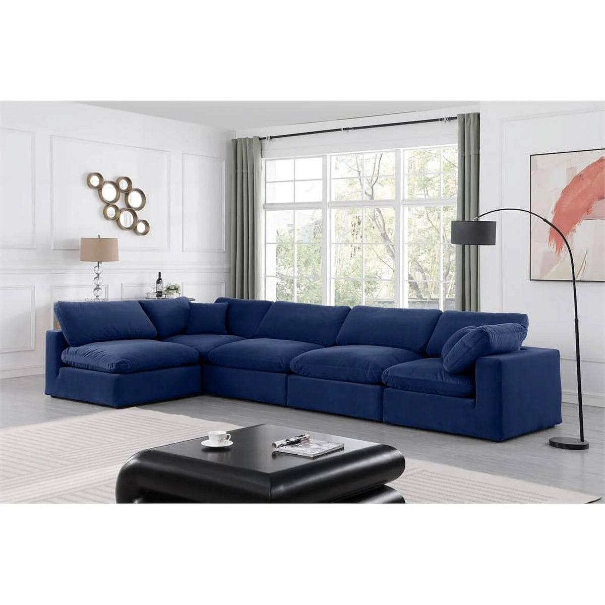 Navy Velvet Modular Sectional E68791