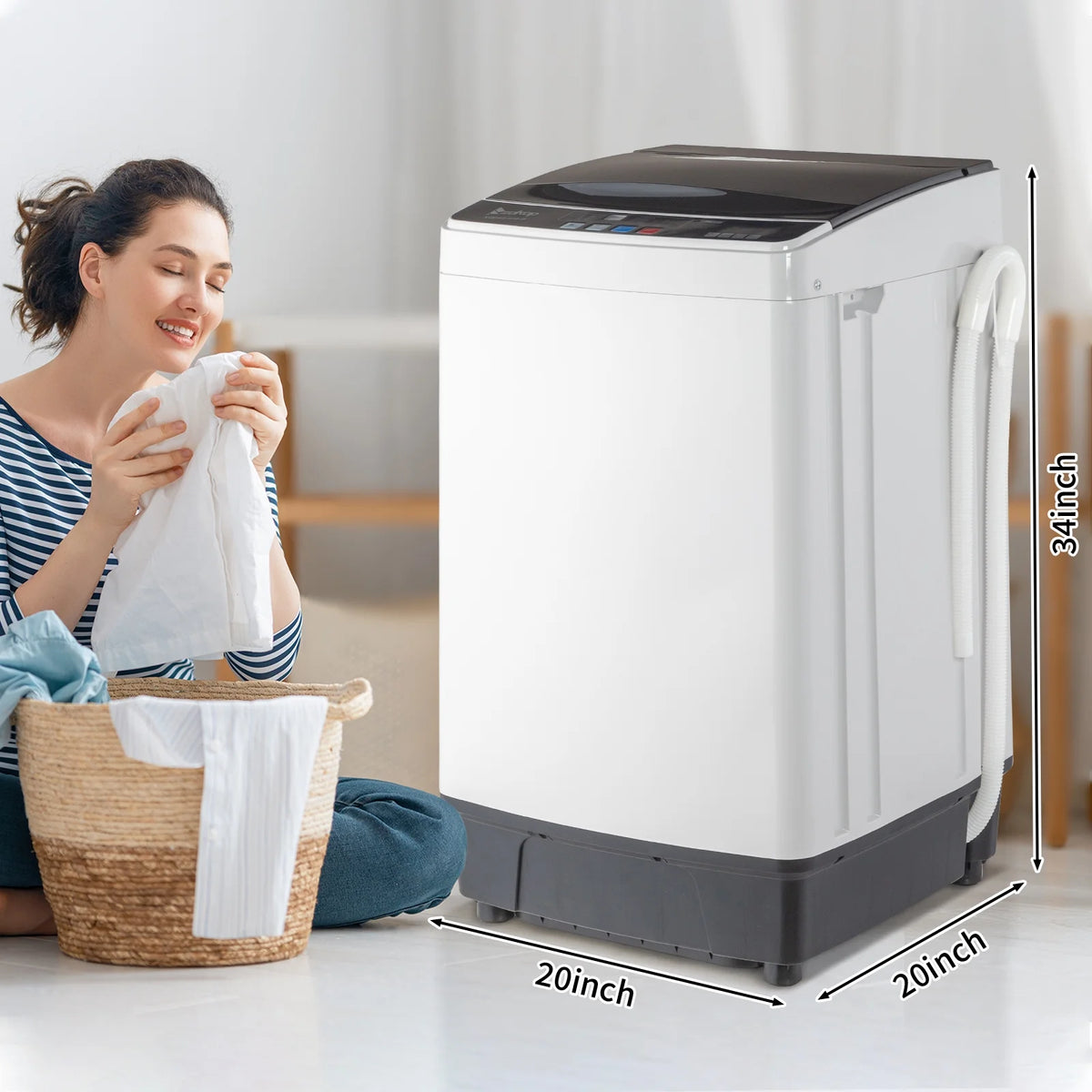 Full-Automatic Top Load Portable Compact Washing Machine 17.6 Lbs Capacity L137837