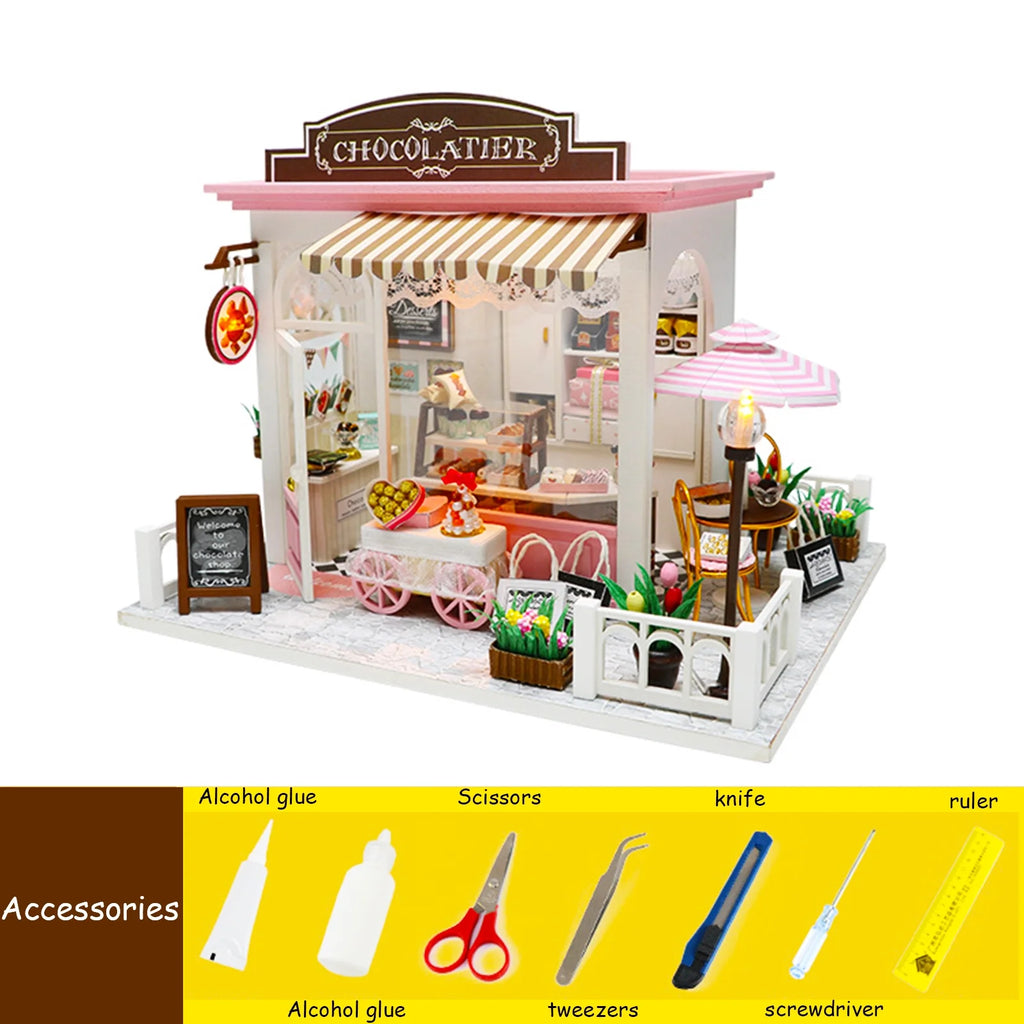 Miniature Dollhouse Kit with Lights and Furniture R44115