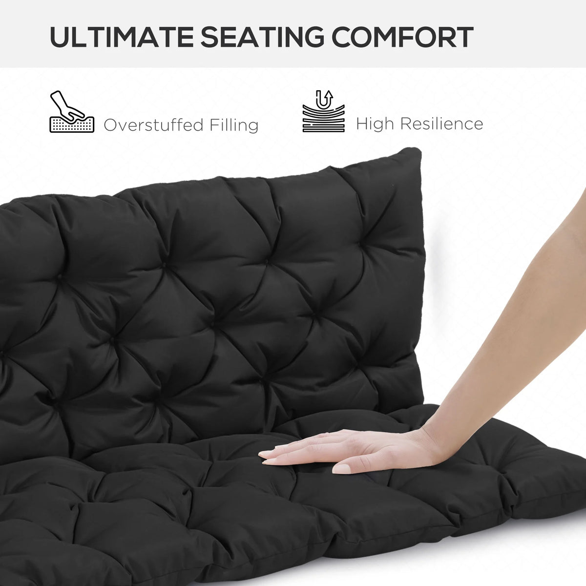 Black 3 Seater Outdoor Bench Swing Chair Replacement Cushions F636768