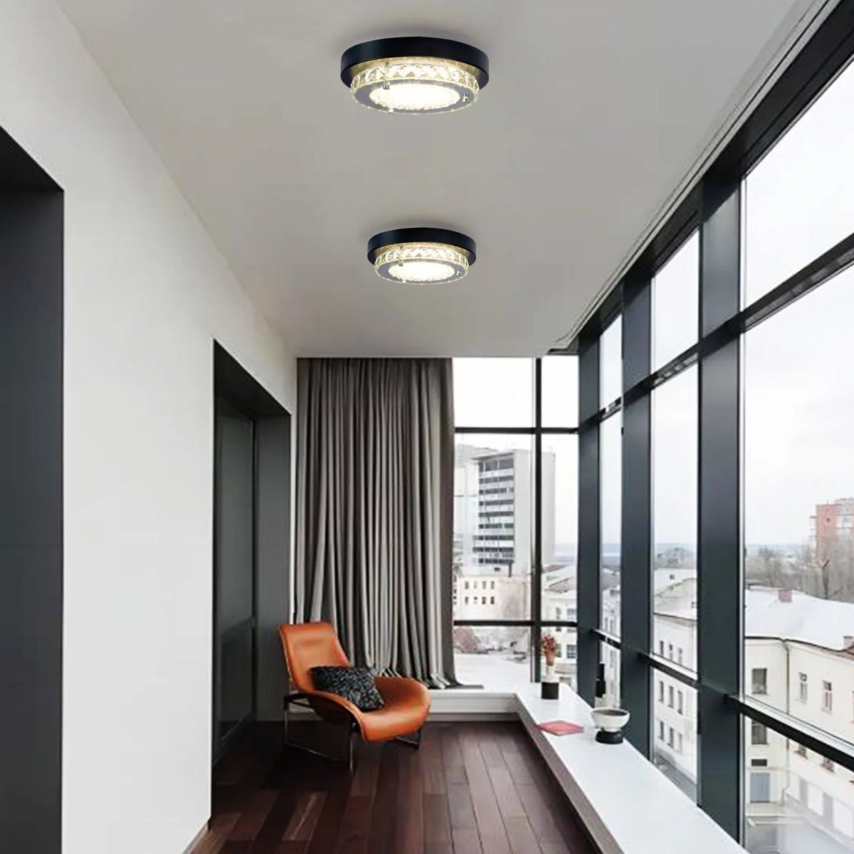 Black Crystal Flush Mount Ceiling Light E319151