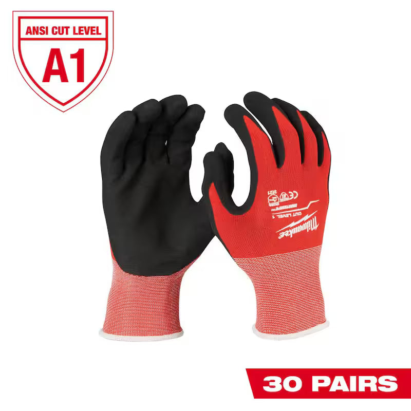 Red Nitrile Cut Resistant Work Gloves 30-Pack Y7323