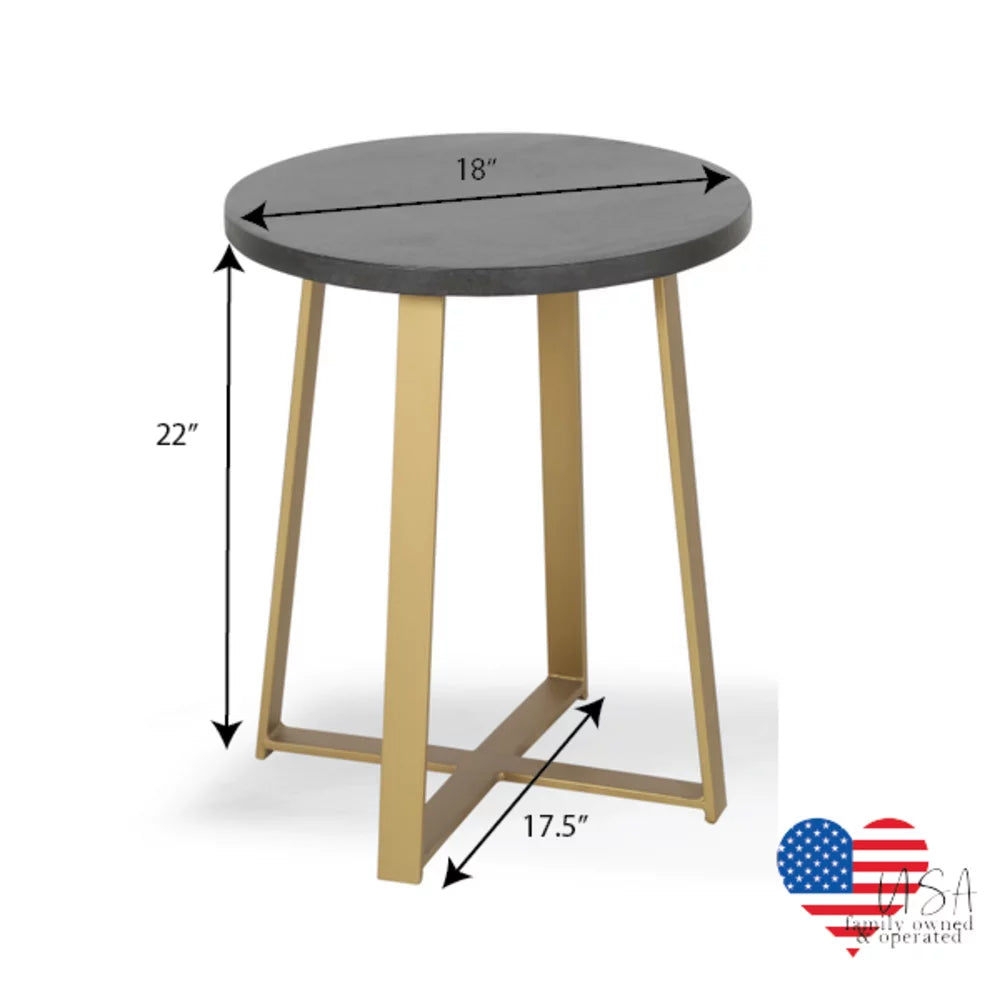 Black Wood Round Side Table D379806