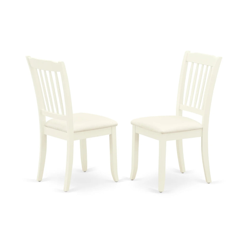 5 Pc Round Dining Table and 4 Linen Seat Chairs White M2310