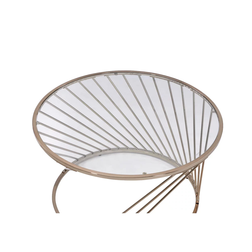 Contemporary Coffee Table with Metal Base and Glass Top M53609