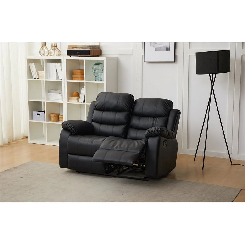 Black Faux Leather Loveseat J377752