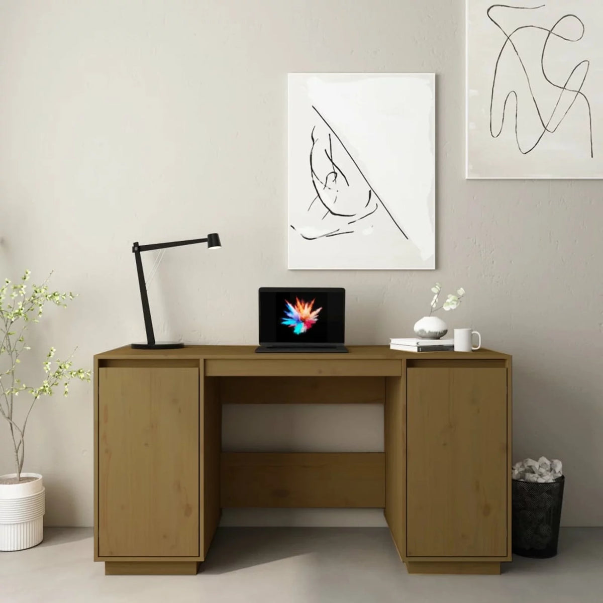 Computer Desk with 2 Door Cabinets R937512