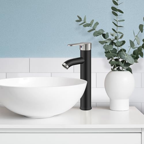 Matte Black Single Handle Vessel Sink Faucet with Pop Up Drain Q2818