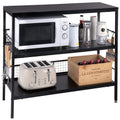 Rolling Kitchen Storage Cart with 3-Tier Shelves and 10 Hooks M379467