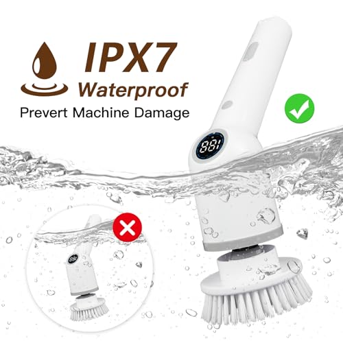 Cordless Electric Spin Scrubber with 8 Replaceable Brush Heads Y61238