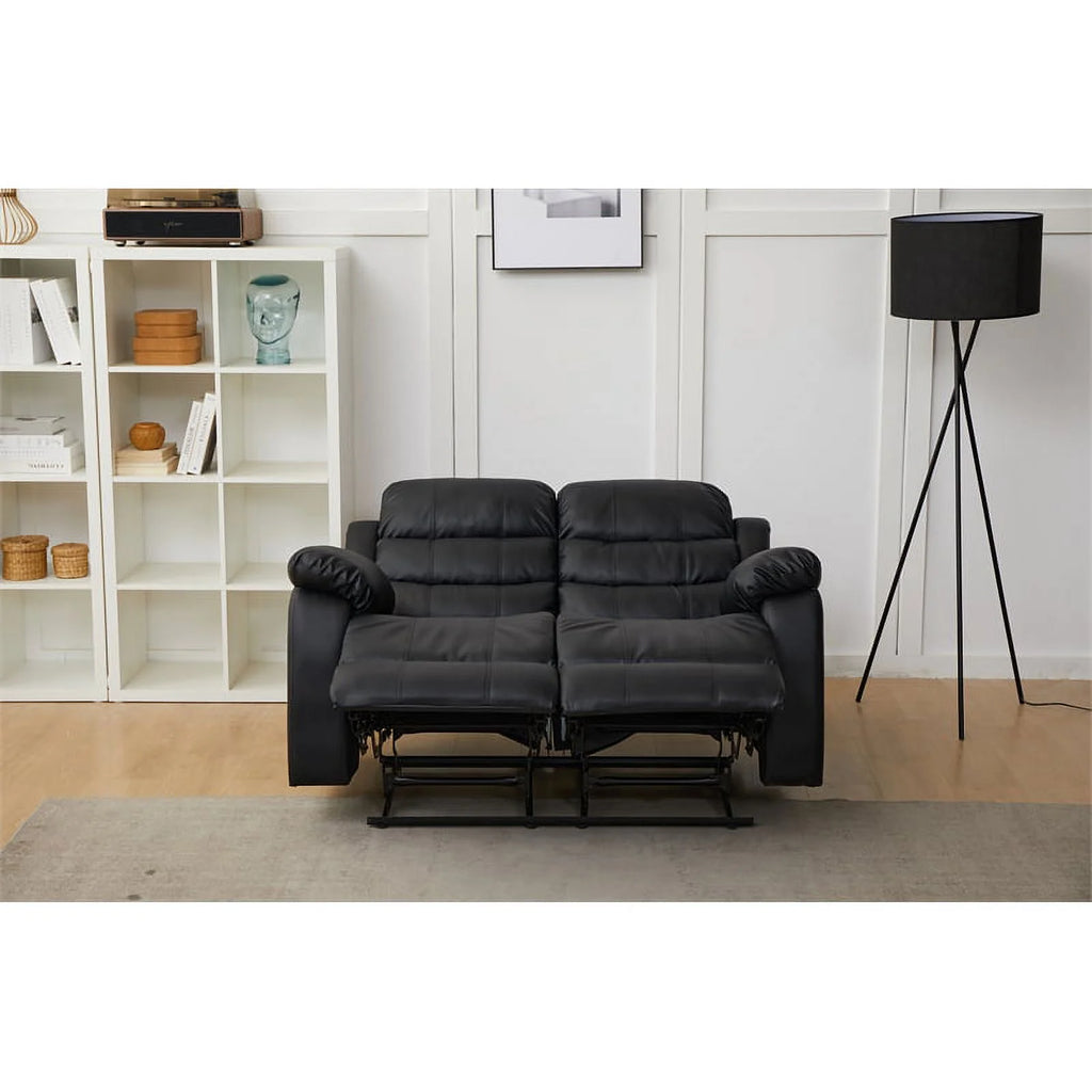 Black Faux Leather Loveseat J377752