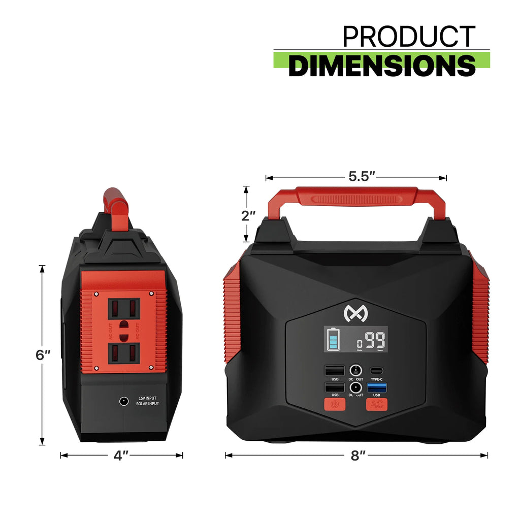 300W Portable Power Station with 100W Foldable Solar Panel, Black X620268