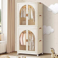Children's Portable Collapsible Plastic Wardrobe with Hanging Rod and Door C208