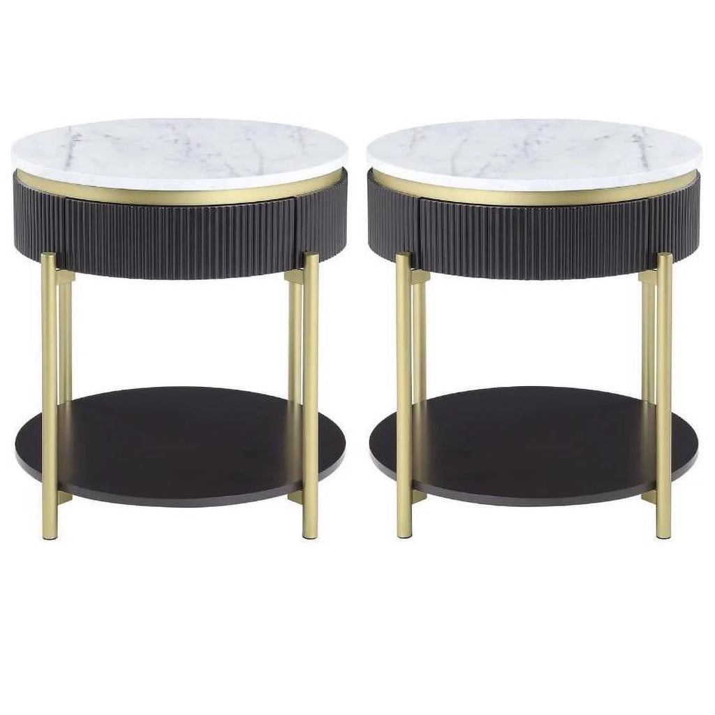 Wood 1-Drawer End Table Set of 2 Q107707