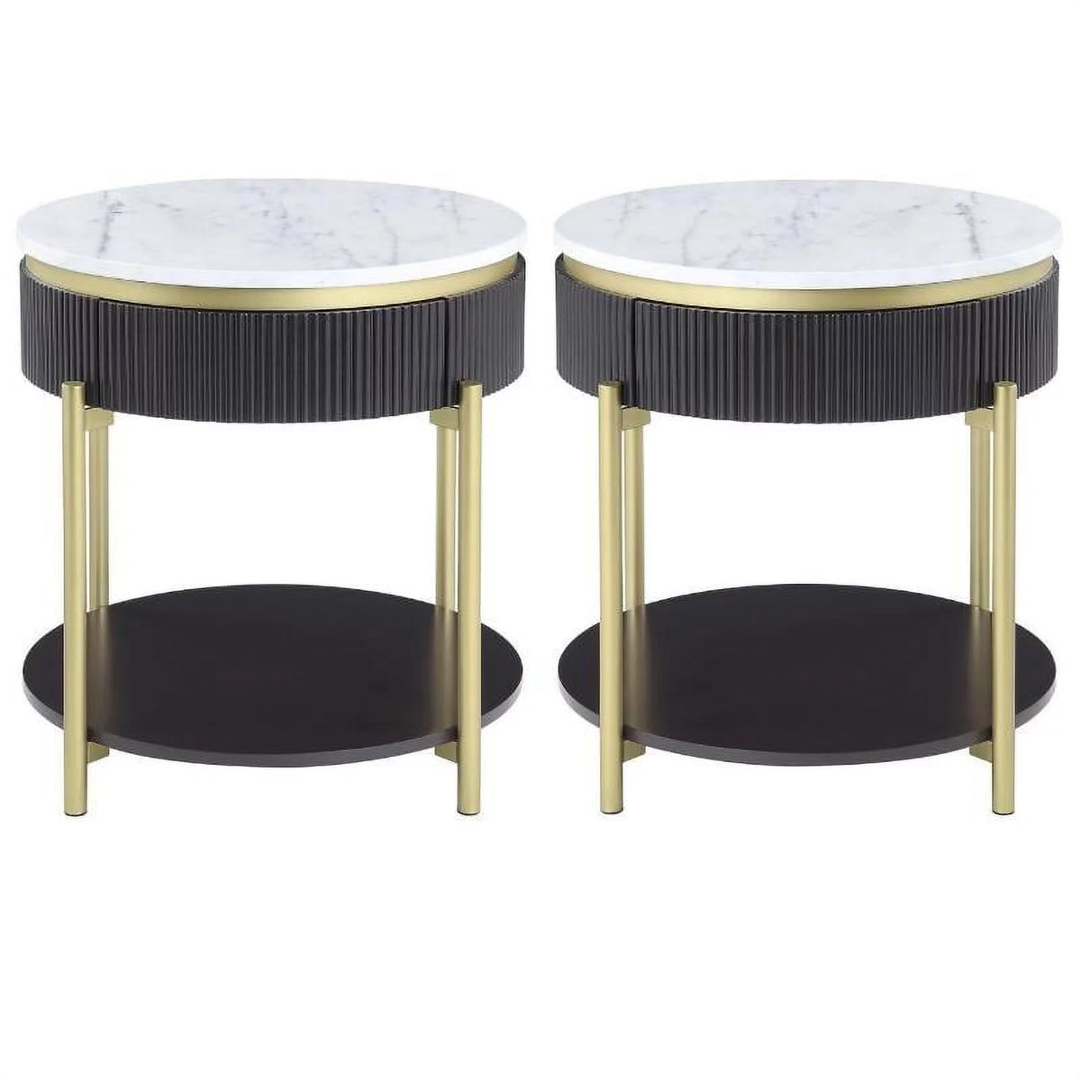 Wood 1-Drawer End Table Set of 2 Q107707
