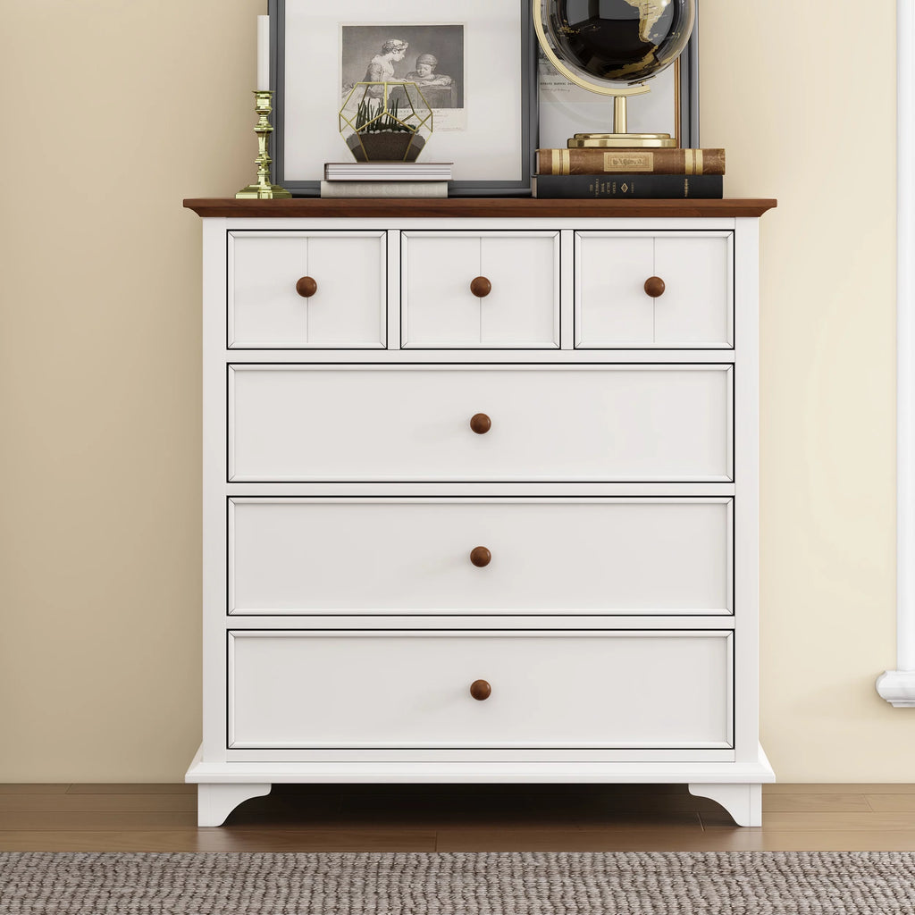 White Wooden 6 Drawer Chest N288