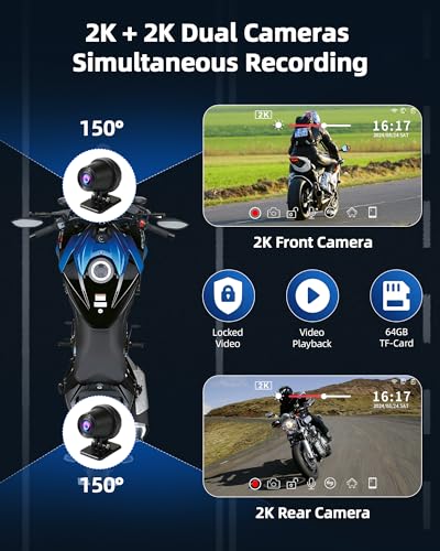 7 inch Motorcycle CarPlay Screen with Dual 2K Cameras O298588