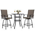 3 Pc Brown Outdoor Bar Height Swivel Bistro Set B663770